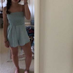 Strapless Gingham Romper